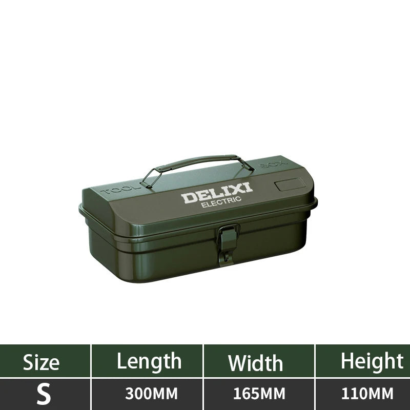 DELIXI Thicked Iron Tool Box Multi-functional Hard Case Industrial Tools Storage Box Household Car Hand-held Steel Storage Box Aimak Store