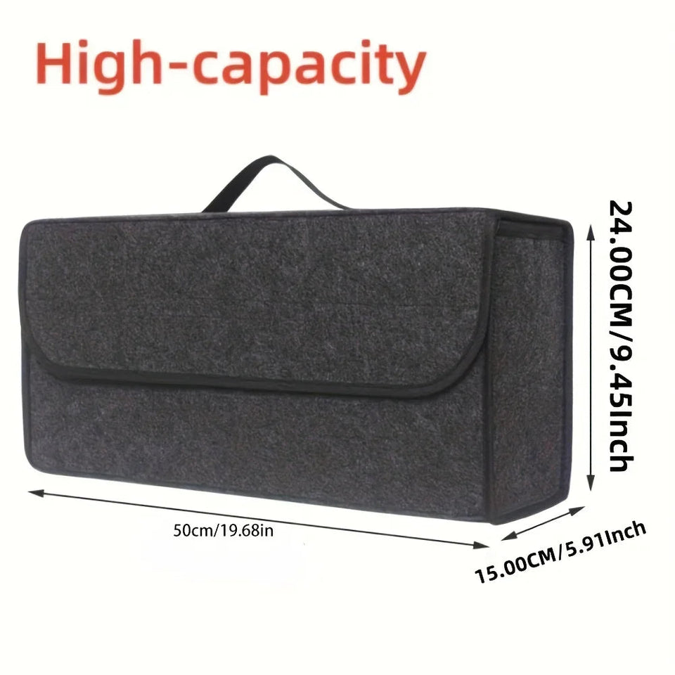 Spacious Canvas Car Storage Box Trunk Organizer with Felt Cloth Interior - Car Interior Tidying Container for Easy Storage Aimak Store
