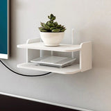 2 Tier Floating Shelves Wifi Router Hanging Layer Multi Tap Outlet Set Top Box Holder Cable Bracket Wall Mount Storage Organizer Aimak Store