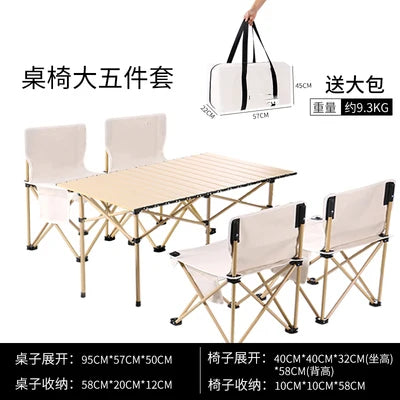Portable Outdoor Table and Chair Set Folding Picnic Table Self-driving Camping Table Aluminum Alloy Car Egg Roll Table