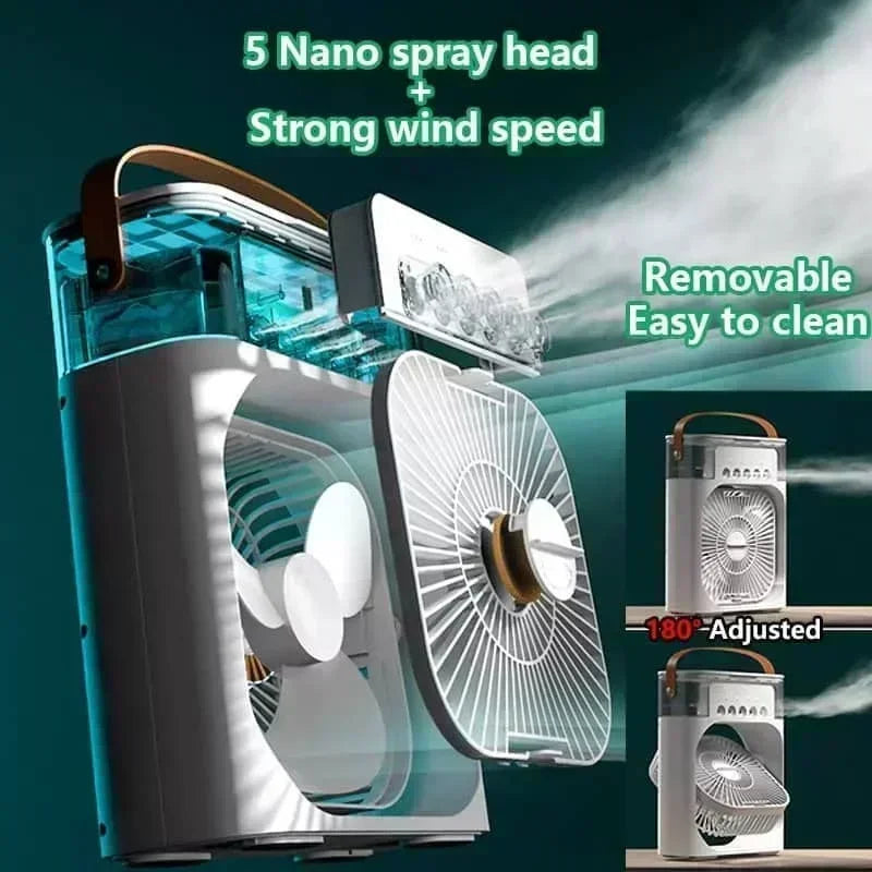 New 3 In 1 Fan AIr Conditioner Household Mini Air Cooler LED Night Light Portable Humidifier Air Adjustment Fan Office Home Fan Aimak Store