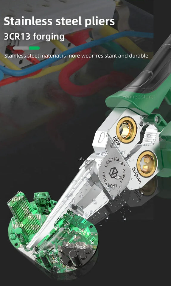 LAOA 8-In-1 Stainless Steel Multifunctional Wire Stripping Pliers LA324107 LA324108 Electric Measuring and Electricians Aimak Store