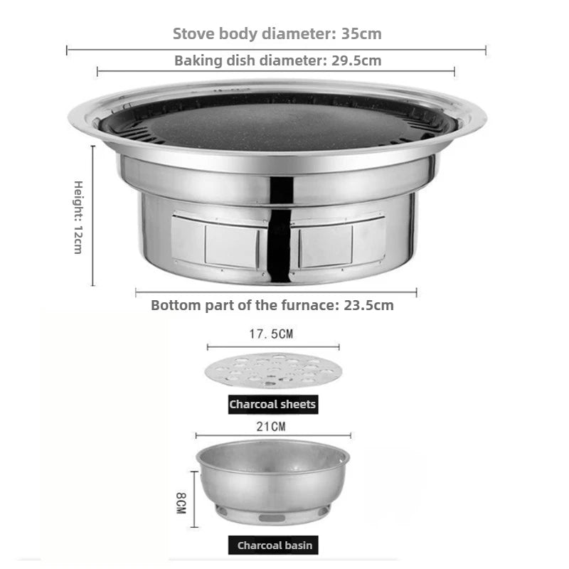 Multifunctional Charcoal Barbecue Grill, Household Korean BBQ Grill, Portable Camping Grill Stove, Tabletop Smoker Grill Aimak Store