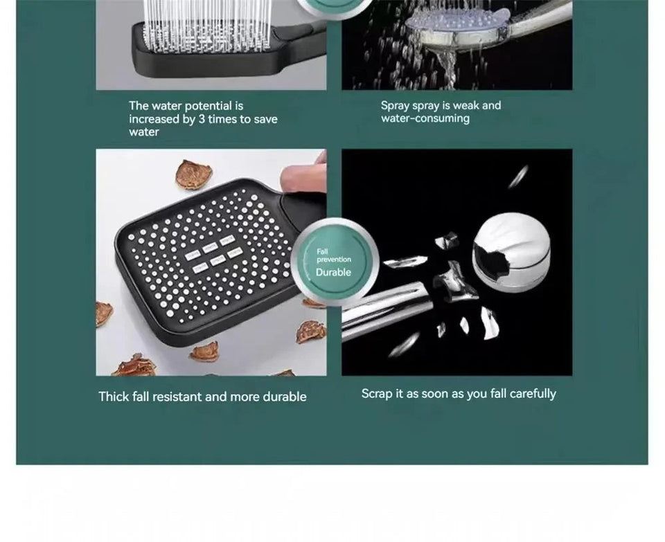 Adjustable Shower Head 3 Mode Rainfall Shower Large Flow Showerhead High Pressure Water Saving Shower Mixer Bathroom Accessories Aimak Store