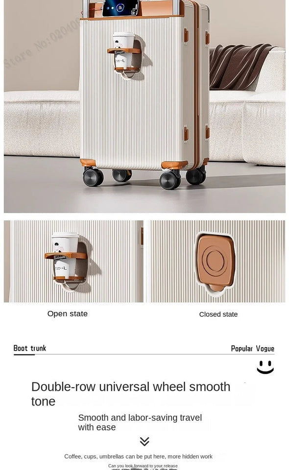 18-28Inch Wide Trolley Suitcase Mute Brake Wheels USB Port Password Boarding Box Multifunctional Large Capacity Suitcase Aimak Store