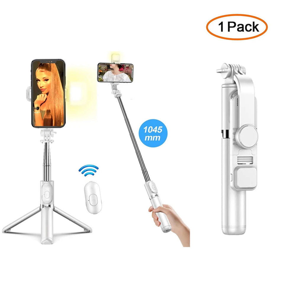 Wireless Bluetooth Selfie Stick Foldable Portable Tripod with Fill Light Shutter Remote Control for Android iPhone Smartphone Aimak Store