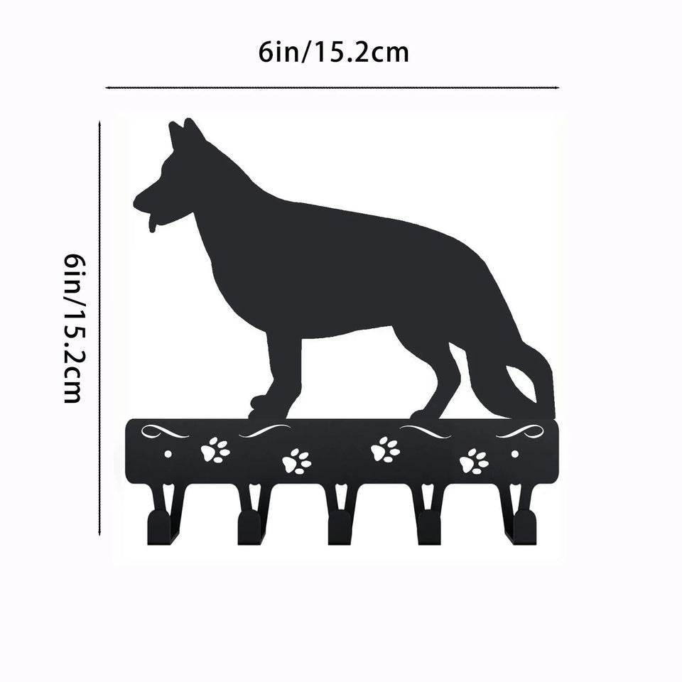 1pc German Shepherd Key Rack Dog Leash Hanger - 9 inch/ 6 inch Wide Metal Wall Art Wall hanging Towel Rack Coat Home Decor Aimak Store