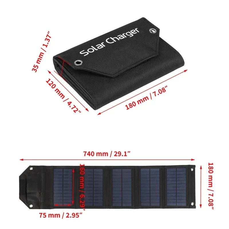 60W 80W 100W Foldable Solar Panel 5V USB Portable Folding Bag Battery Charger for Phone Outdoor Camping Waterproof Power Bank Aimak Store