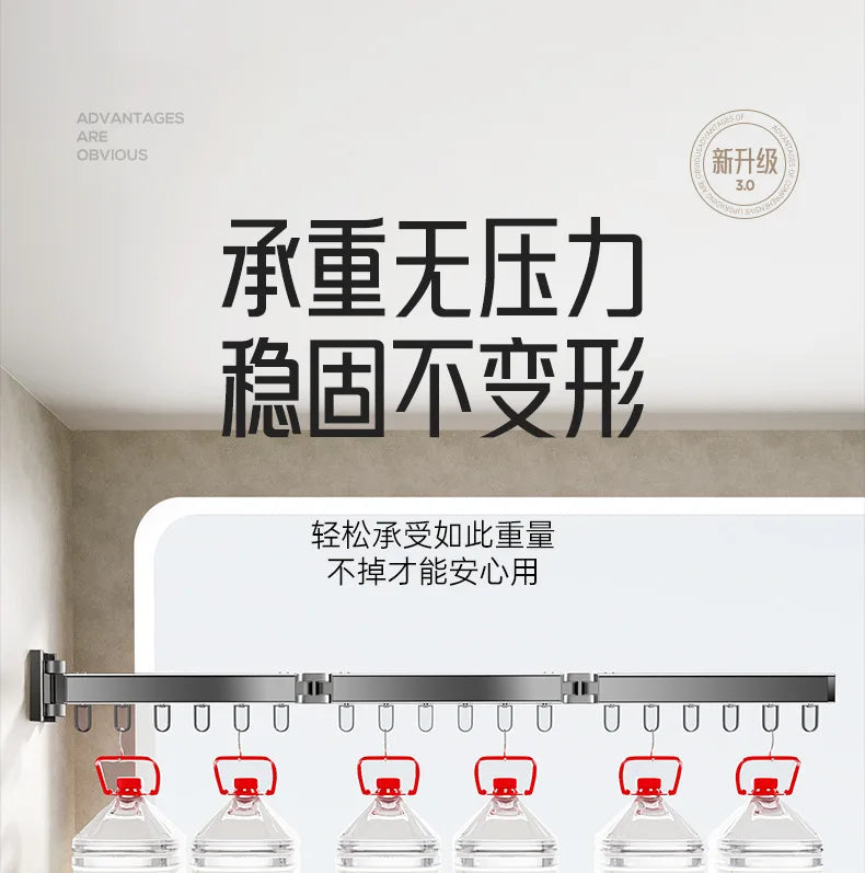 Foldable No Drill Wall Mounted Clothes Drying Rack, Indoor Outdoor Retractable Hanger, Space-Saving Design for Balcony Aimak Store