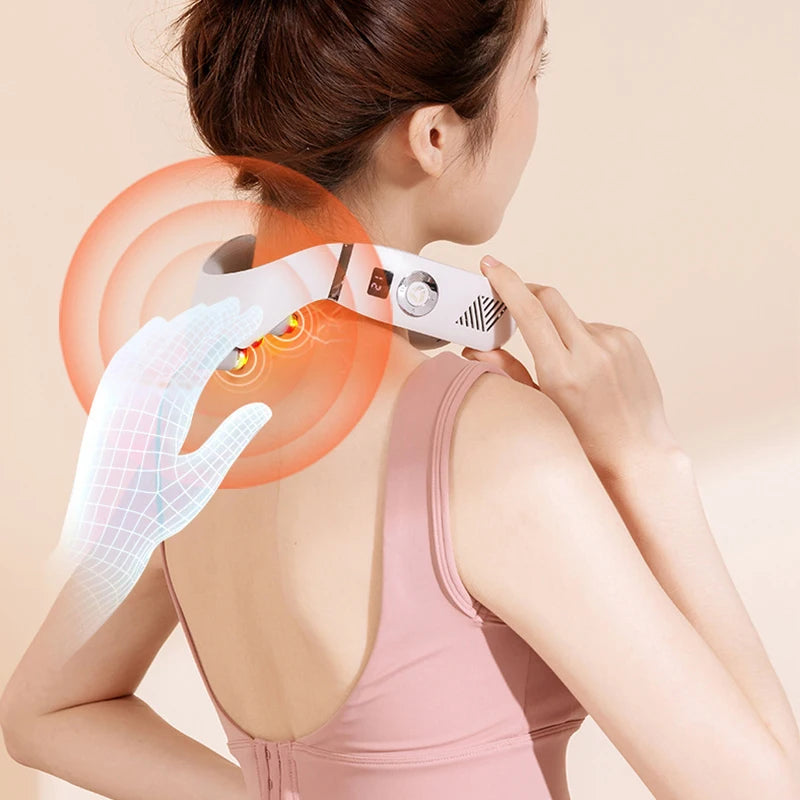 Multifunctional Electric Pulse Massager Physical Massager Shoulder And Neck Cold And Warm Neck Protector Cervical Spine Massager Aimak Store