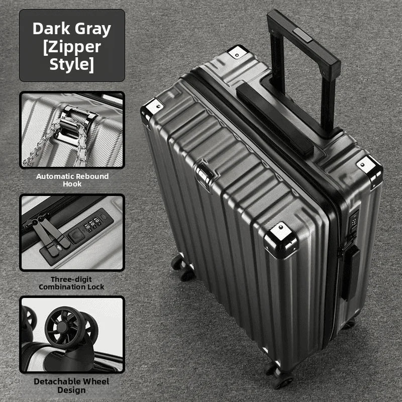 Aluminum Frame Travel Suitcase Faionable Multi-Functional Lage with Cup Holder Universal Wheel Carry-On for Men And Women Aimak Store