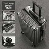Aluminum Frame Travel Suitcase Faionable Multi-Functional Lage with Cup Holder Universal Wheel Carry-On for Men And Women Aimak Store