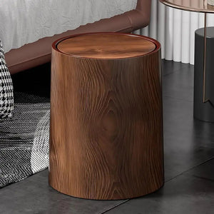 Wood Grain Bathroom Garbage Can With Swing Top Lid Large Capacity Rotating Design Detachable Waste Bin Dustbin Aimak Store