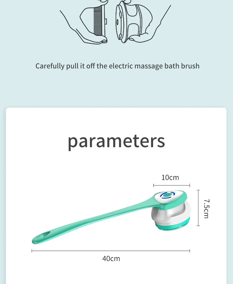 Multifunction Detachable Electric Bath Brush 5in1 Facial Cleansing Skin Grinding Back Rubbing Long Handle Massage Shower Brush Aimak Store