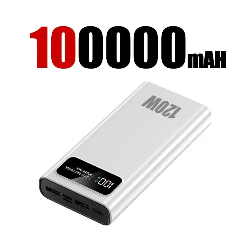 120W 200000mAh Super Fast Power Bank Charging High Capacity Portable Digital Display LED Power Bank For iPhone Samsung Xiaomi Aimak Store