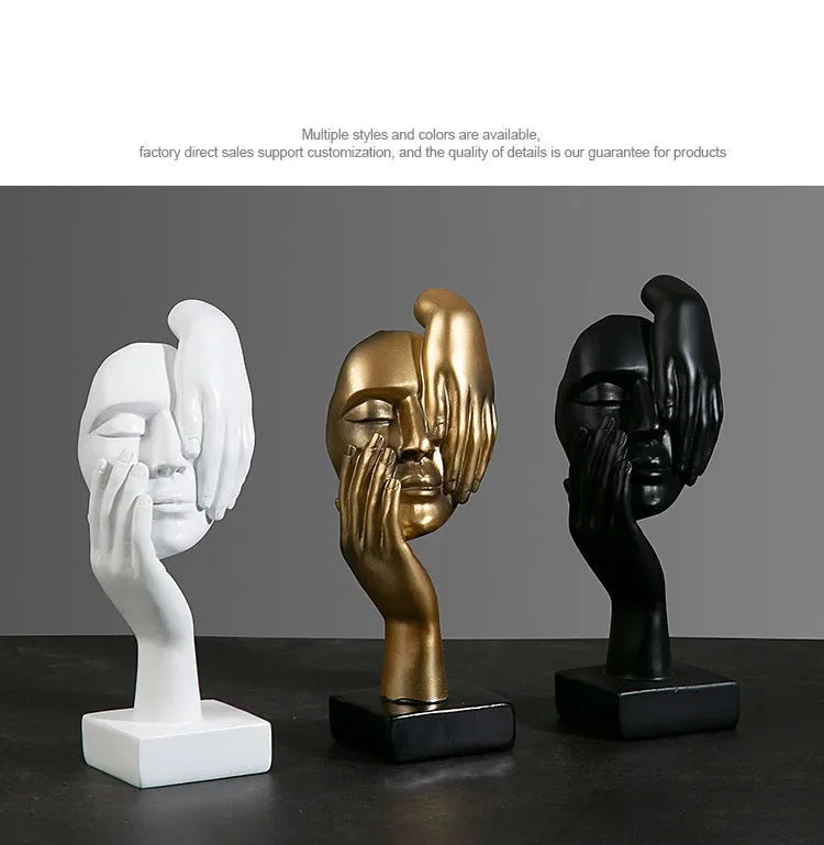 Resin Abstract Mask Statues European Miniature Figurines for Interior Home Office Study Desktop Figure Ornament Decor Gift Aimak Store