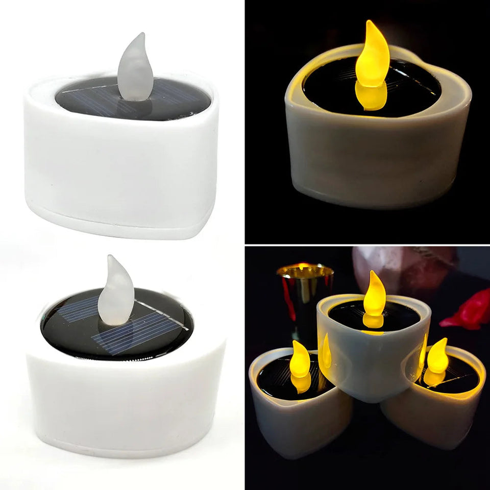 Romantic Solar Energy LED Light Candle Lamp Waterproof Nightlight for Home Decoration Yellow Flameless Fake Electronic Candle Aimak Store