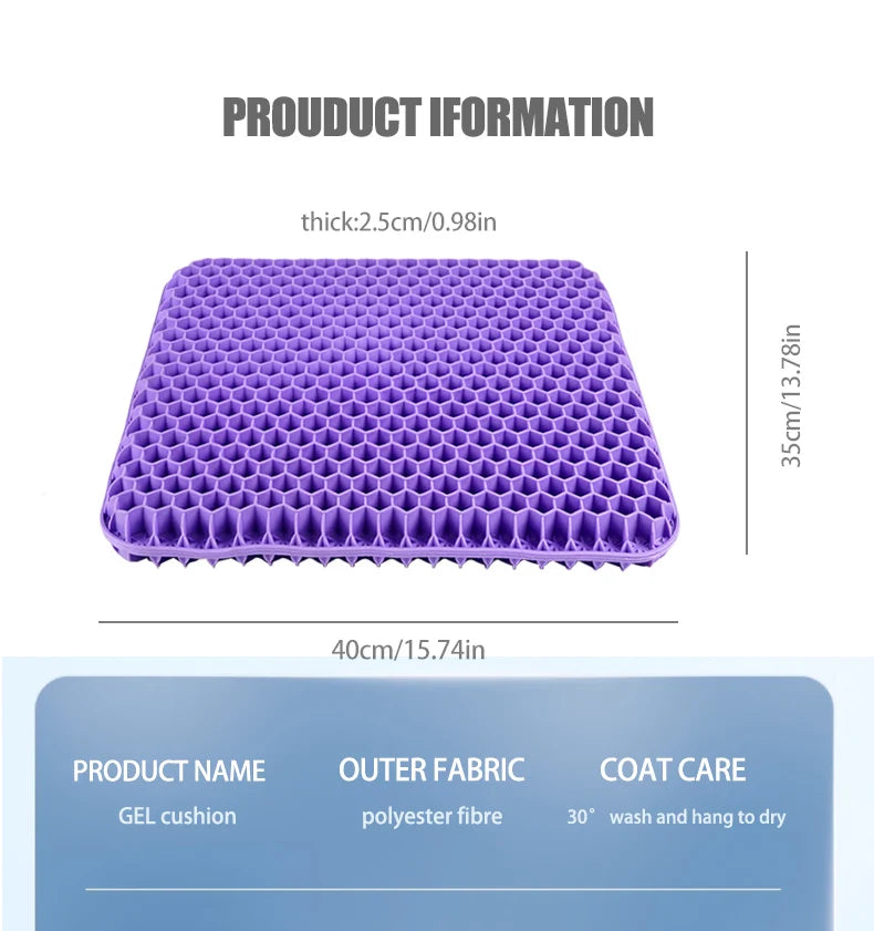 Gel Seat Cushion Summer Breathable Honeycomb Design For Pressure Relief Back Tailbone Pain - Home Office Wheelchair Chair Cars