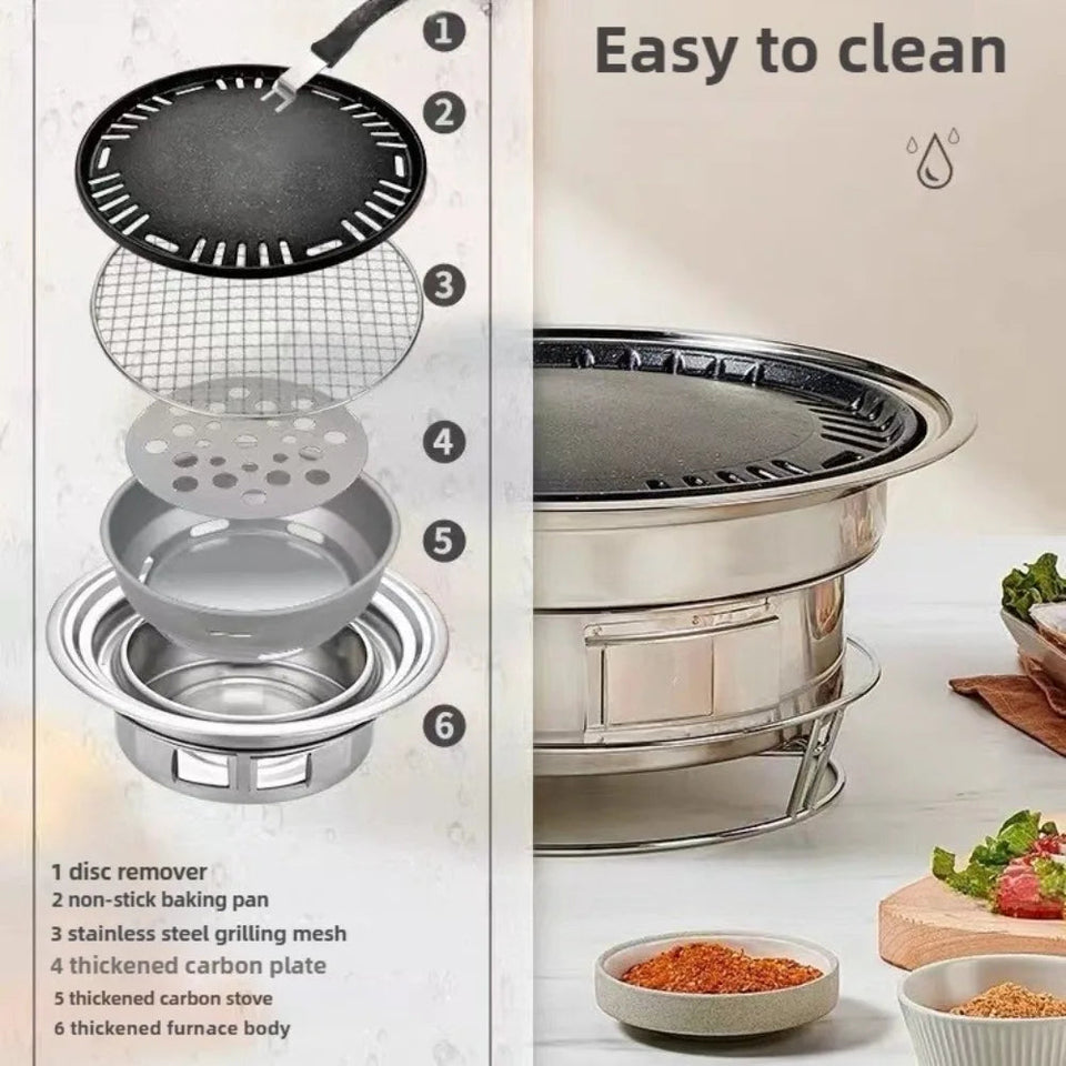 Multifunctional Charcoal Barbecue Grill, Household Korean BBQ Grill, Portable Camping Grill Stove, Tabletop Smoker Grill Aimak Store