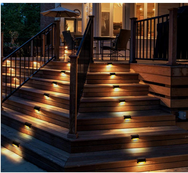 1/4/8/12/pcs Solar LED Lights Outdoor Garden Light Deck Lamp Solar Stairs Light Waterproof Solar Step Lamp Patio Garden Decor Aimak Store