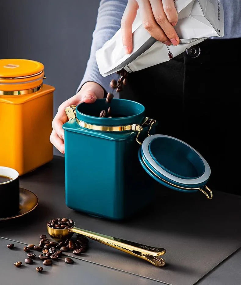 1.1L Storage Bottle Coffee Powder Sugar Container Airtight Can Holder Canister with Valve Household Food Storage Container Aimak Store