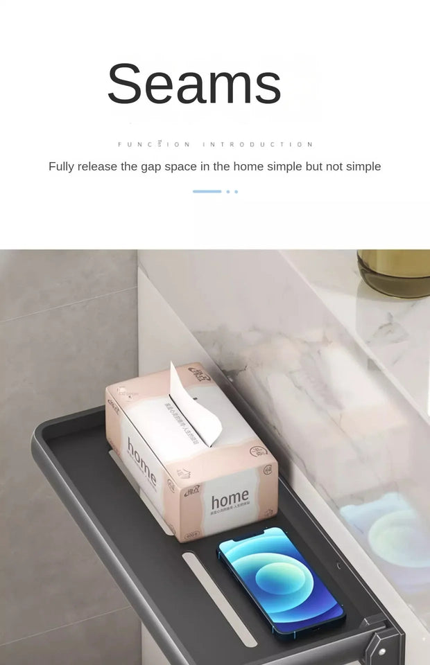 1PC Bathroom Storage Rack Foldable Bathroom Vanity Organiser No Hole Hanging Organiser Vanity Organiser Bathroom Organiser Shelf Aimak Store