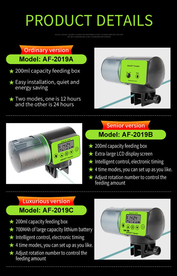 Automatic fish tank feeder intelligent timing automatic feeder aquarium goldfish feeder large capacity fish aquarium feeder Aimak Store