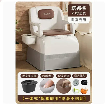 Ergonomic Elderly Toilet, Detachable Armrest, Heightened Portable Seat, Soft Backrest Comfort Chair for Pregnant Women