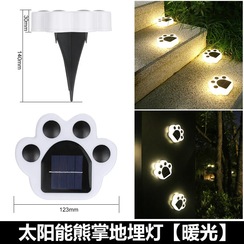 Outdoor Solar Powered Garden Cat Paw Lawn Lights Solar Cute Cat Paw Ground Lamps LED Cat Paw Scene Light Landscape Light Aimak Store