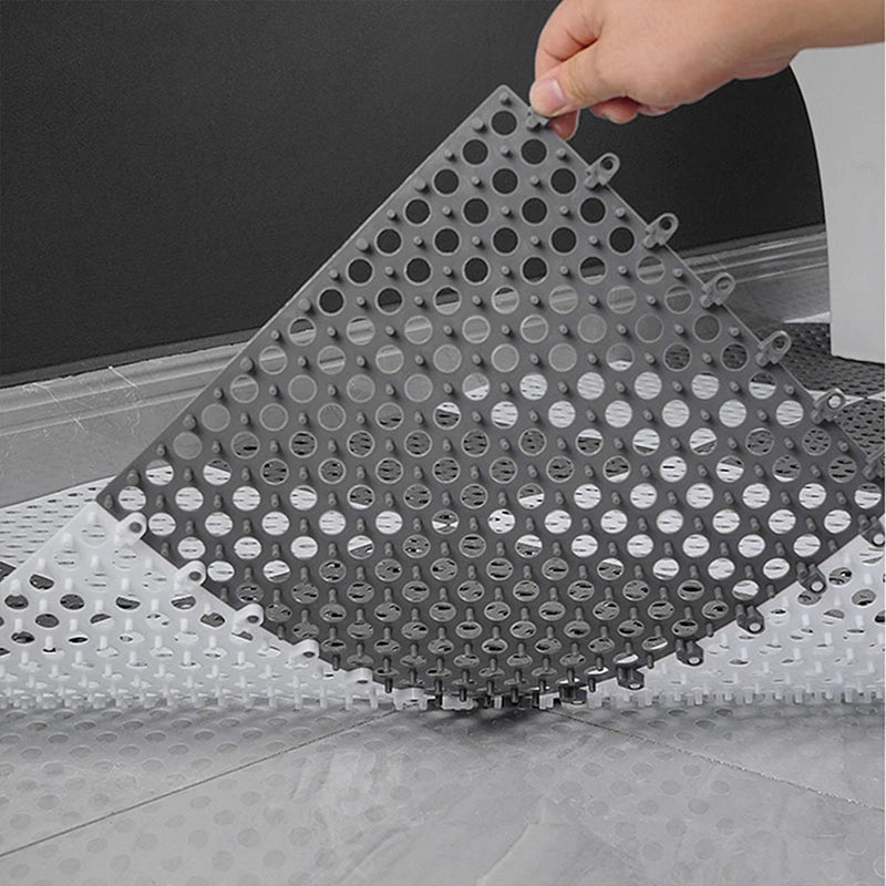 1Pc 30*30 cm Waterproof Bathroom Shower Mats Non-slip Plain Stitching Plaid DIY Cuttable Roll Floor Hollow Splicing Pads Aimak Store