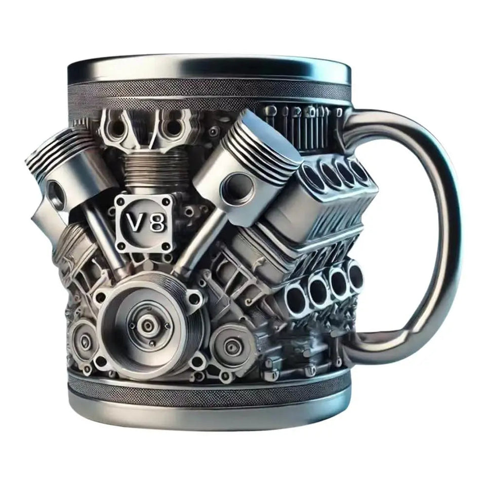 Funny V8 V6 Engines Design Tea Cup Coffee Mug Handmade Engines Stainless Steel Resin Large Capacity Coffee Cup Aimak Store
