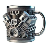 Funny V8 V6 Engines Design Tea Cup Coffee Mug Handmade Engines Stainless Steel Resin Large Capacity Coffee Cup Aimak Store