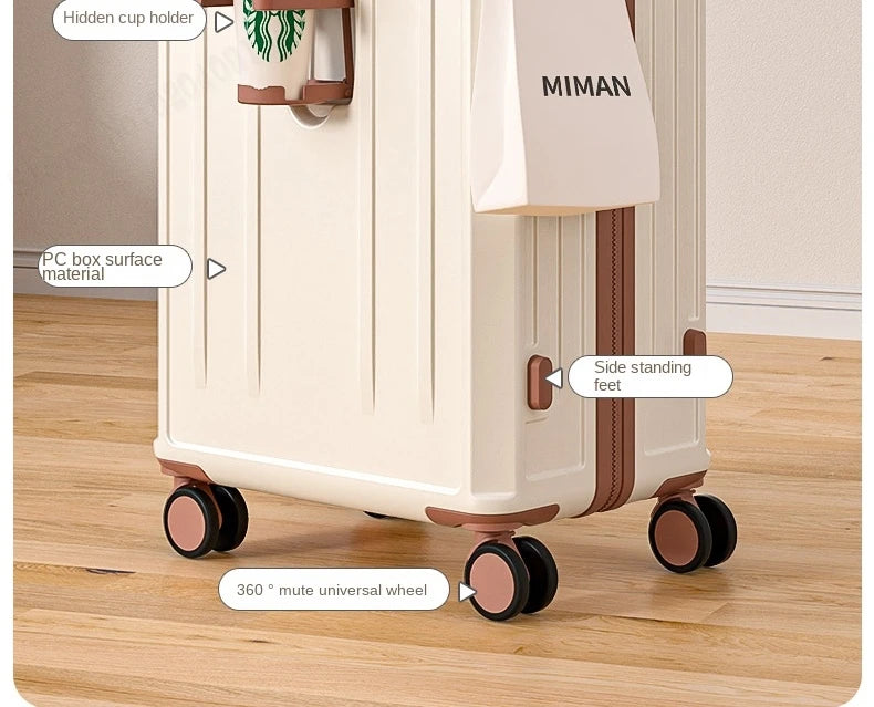 KO-KU 2024 Suitcase Set Female 20 Inch Boarding Suitcase USB/Type-C Port Water Cup Holder 26/28 inch Male Large Capacity Luggage Aimak Store