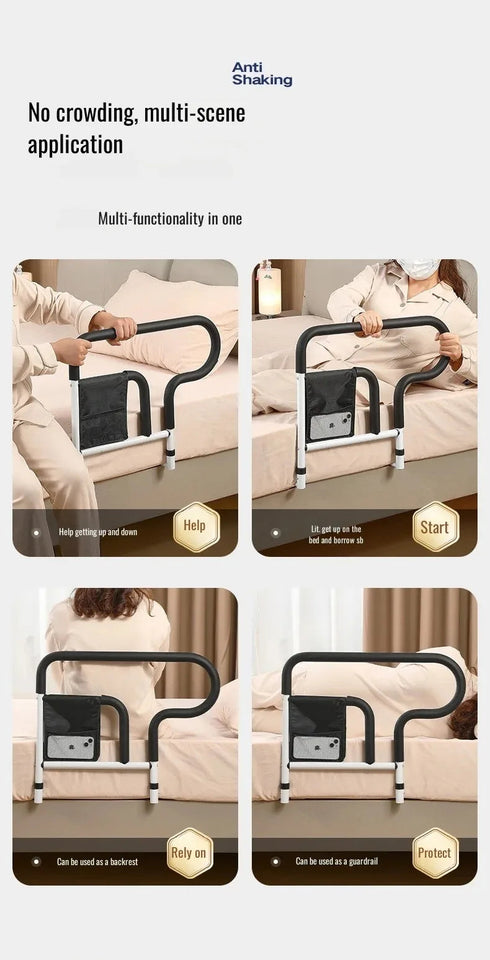 Bedside Guardrail for Elderly/Pregnant Women, Stainless Steel Bed Side Rail Protection Device, Adult Bed Handrail for Most Bed Aimak Store