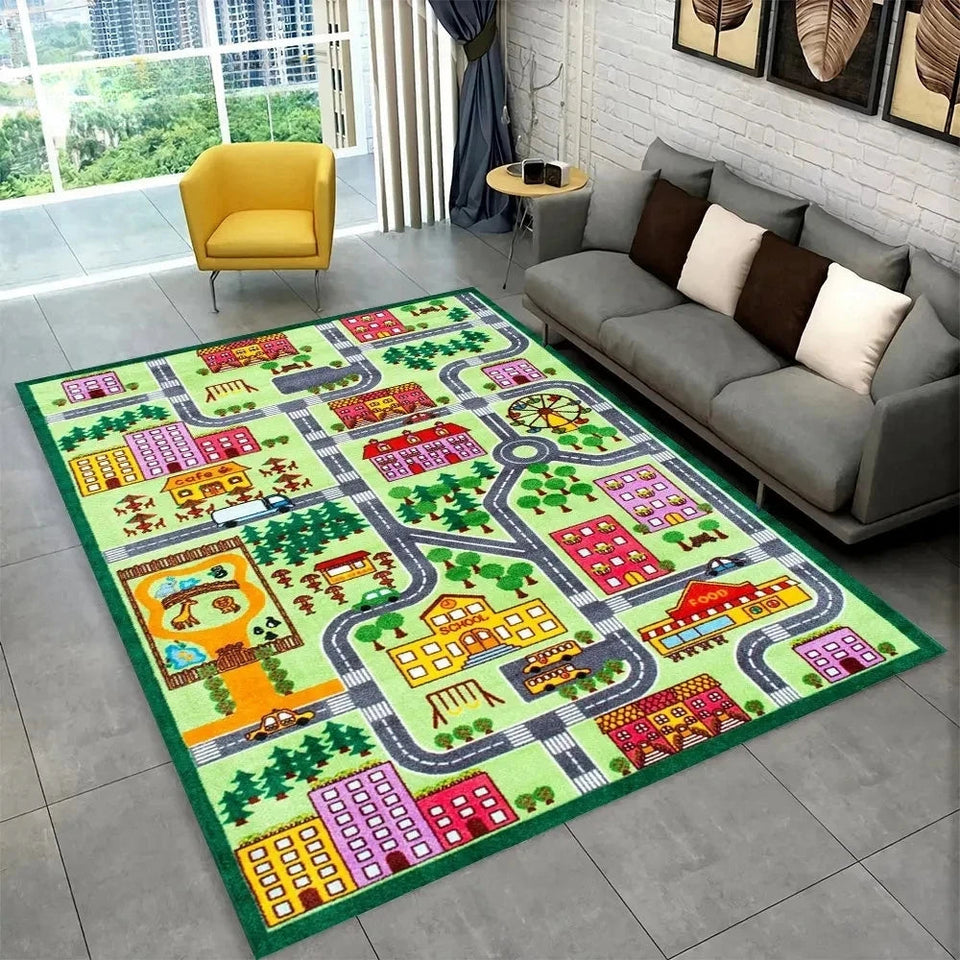 Child Playmat Highway City Traffic Playroom Area Rug Large Carpet Rug for Living Room Bedroom Decor Kids Play Non-slip Floor Mat Aimak Store
