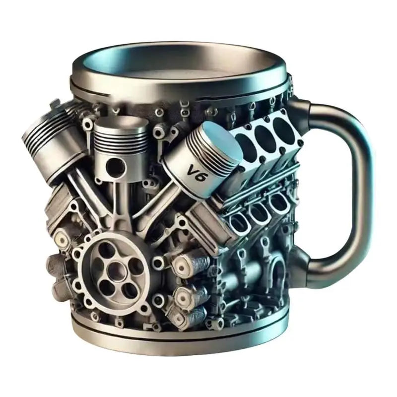 Funny V8 V6 Engines Design Tea Cup Coffee Mug Handmade Engines Stainless Steel Resin Large Capacity Coffee Cup Aimak Store