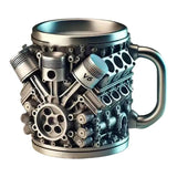 Funny V8 V6 Engines Design Tea Cup Coffee Mug Handmade Engines Stainless Steel Resin Large Capacity Coffee Cup Aimak Store