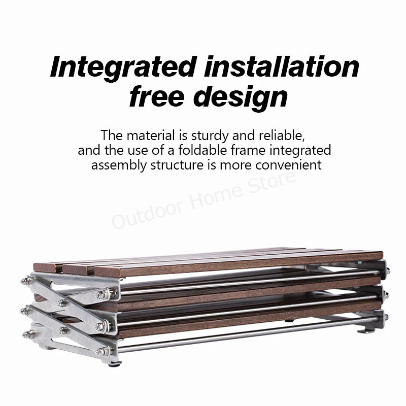 Camping Folding Shelf Outdoor Garden Wood Coffee Table Portable Lightweight Storage Rack Picnic Tourist Adjustable Shell Table Aimak Store