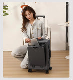 New Front Opening Suitcase Cabin Trolley Case 20/24/26/28 inch Aluminum Frame Large Capacity Luggage usb Charging TSA Lock Aimak Store