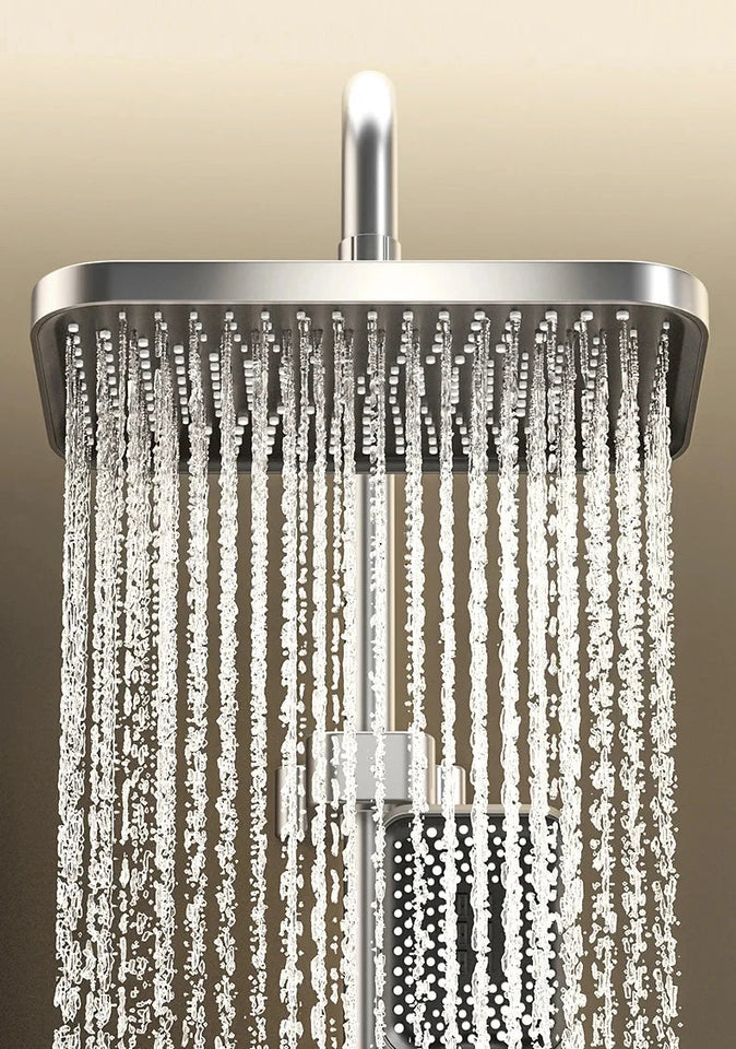 Piano Keys Shower System Set Bathroom Shower Set Gray Black Bathtub Hot and Cold Shower Faucet LED Digital Copper Tap Shower Set Aimak Store