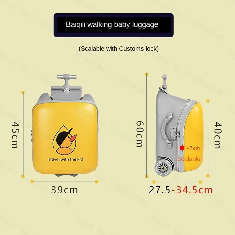 Fashion Cute Pony Cartoon Trolley Case Sit Travel bags for Children 24" Rolling Luggage Spinner Suitcase Wheels Yellow Duck 20" Aimak Store