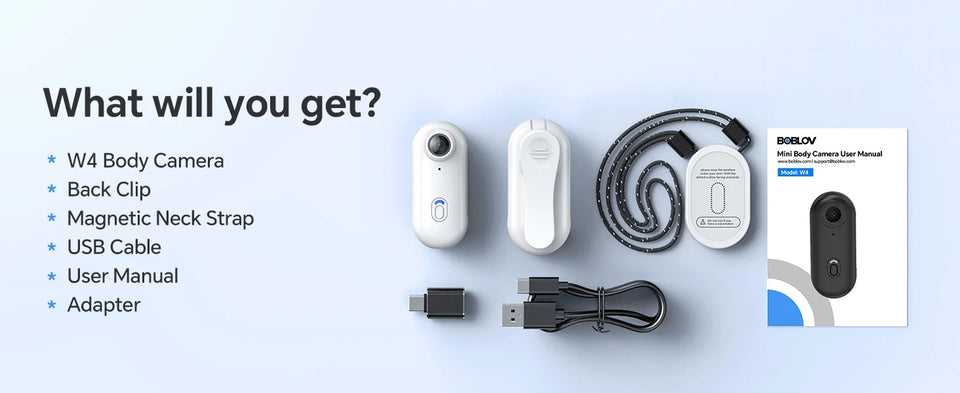 BOBLOV Wearable Cam Mini Body Camera W4 2K 360°Rotatable Clip & Magnetic Clip 2H Recording for Traveling Bike Cameras Aimak Store