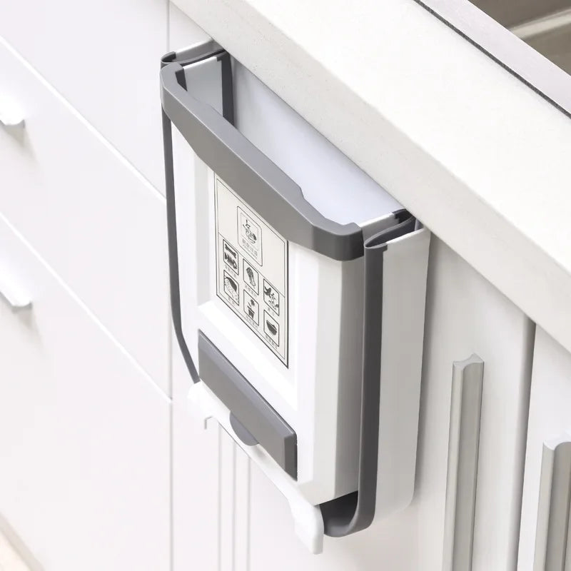 Wall Mounted Hanging Cabinet Rubbish Waste Bin Container Folding Kitchen Trash Can Garbage Storage Box Bags Aimak Store