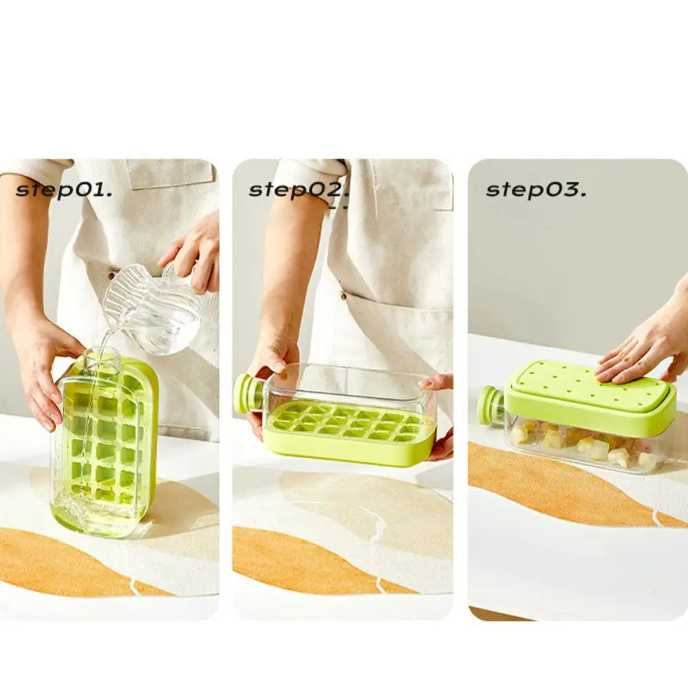 Portable  Silicone Freezer Ice Trays zero-contact pressure ice cube mold Whiskey Ice Cream Silicone Water Bottle Ice Cube Maker