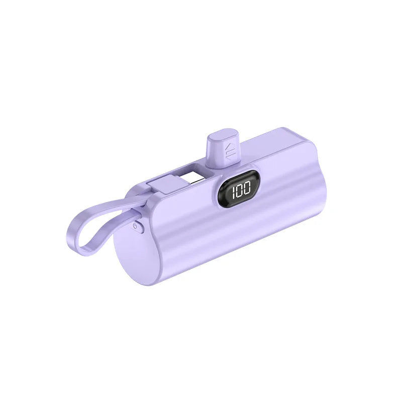 5000/10000/20000mAh 2IN1 Mini Power Bank Pocket External Battery Plug Portable Power Bank For iPhone Huawei Fast Charging Outdoo