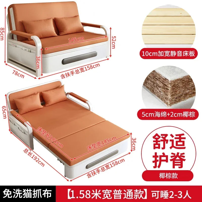 2025 New 1.2 Multi functional single double bed room sofa bed folding dual-use Internet new living room On Sale Aimak Store