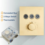 Black Thermostatic Bathroom Shower Faucet Set Remote LED Rainfall Head Faucets Crane 3 Way Concealed Embedded Hot Cold Mixer Tap Aimak Store