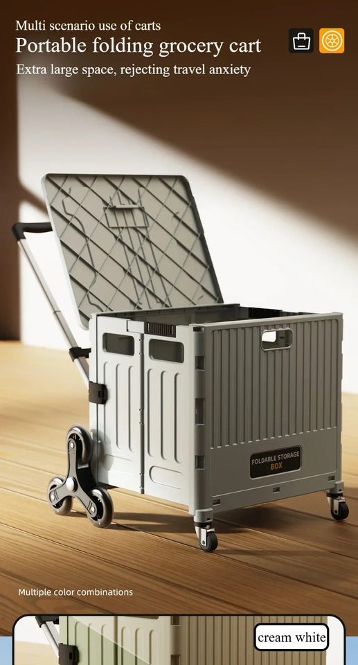 Portable and Foldable Shopping Cart,Home Multifunctional Grocery Cart, Outdoor Trolley Cart, Stall, Camping and Storage Box Aimak Store