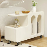 Movable Side Table with Storage Rack Cream Style End Table for Sofa Coffee Table Bedroom and Living Room Aimak Store