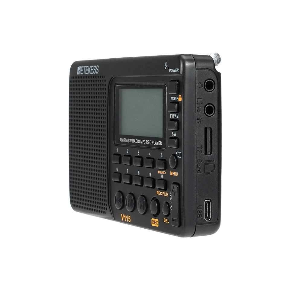 Retekess V115 Radio FM AM SW Portable Radios AM FM Rechargeable Shortwave Radio Battery Powered Full Waves USB Recorder For Gift Aimak Store